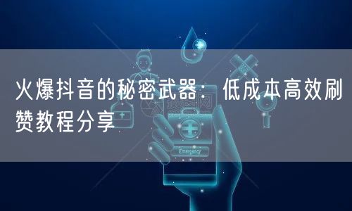 火爆抖音的秘密武器：低成本高效刷赞教程分享
