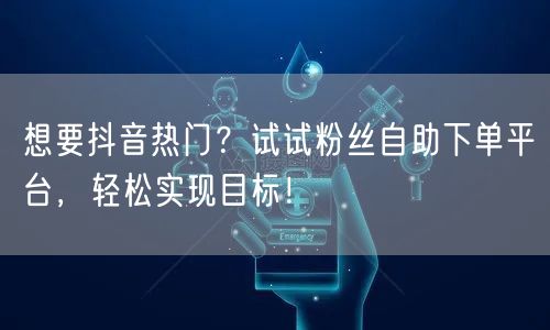 想要抖音热门？试试粉丝自助下单平台，轻松实现目标！