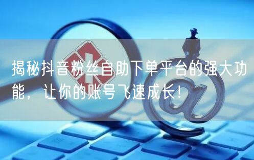 揭秘抖音粉丝自助下单平台的强大功能，让你的账号飞速成长！