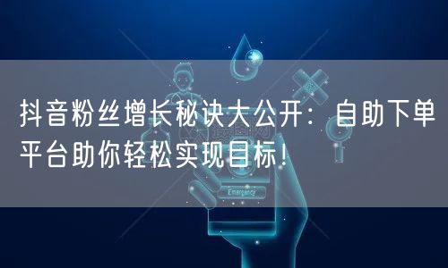抖音粉丝增长秘诀大公开：自助下单平台助你轻松实现目标！