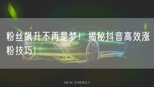 粉丝飙升不再是梦！揭秘抖音高效涨粉技巧！