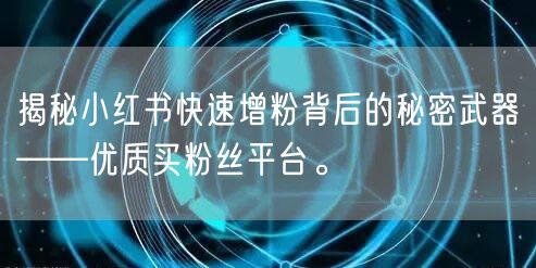 揭秘小红书快速增粉背后的秘密武器——优质买粉丝平台。