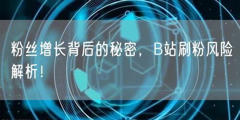 粉丝增长背后的秘密，B站刷粉风险解析！