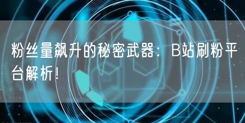 粉丝量飙升的秘密武器：B站刷粉平台解析！