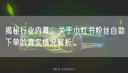 揭秘行业内幕：关于小红书粉丝自助下单的真实情况解析。