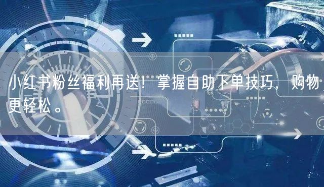 小红书粉丝福利再送！掌握自助下单技巧，购物更轻松。