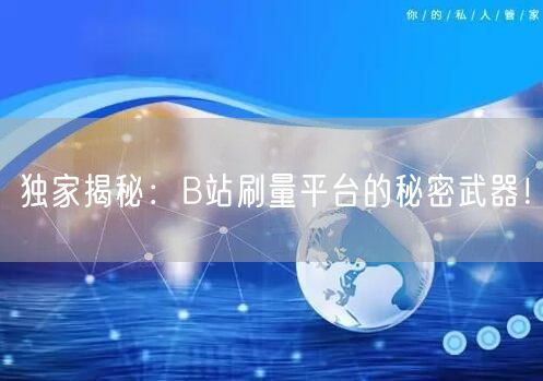 独家揭秘：B站刷量平台的秘密武器！